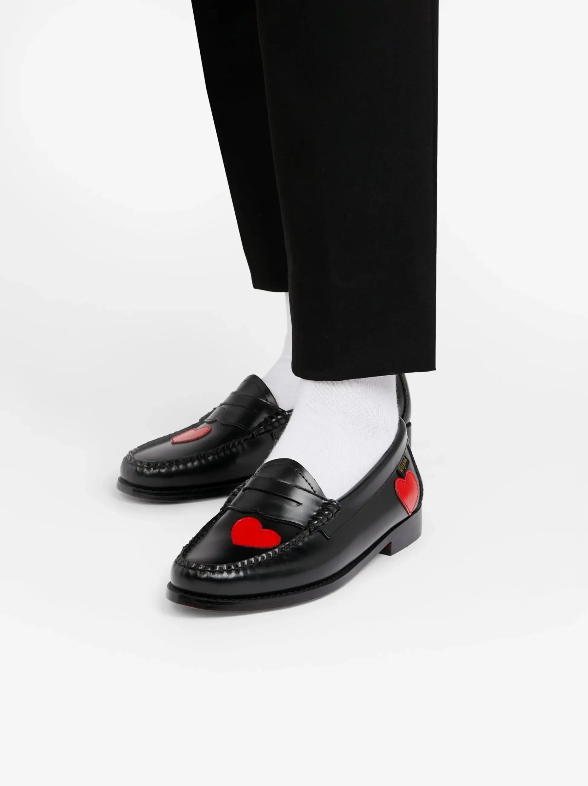 Hot G.H.BASS Weejuns Penny Love Loafers Leather Red & Black