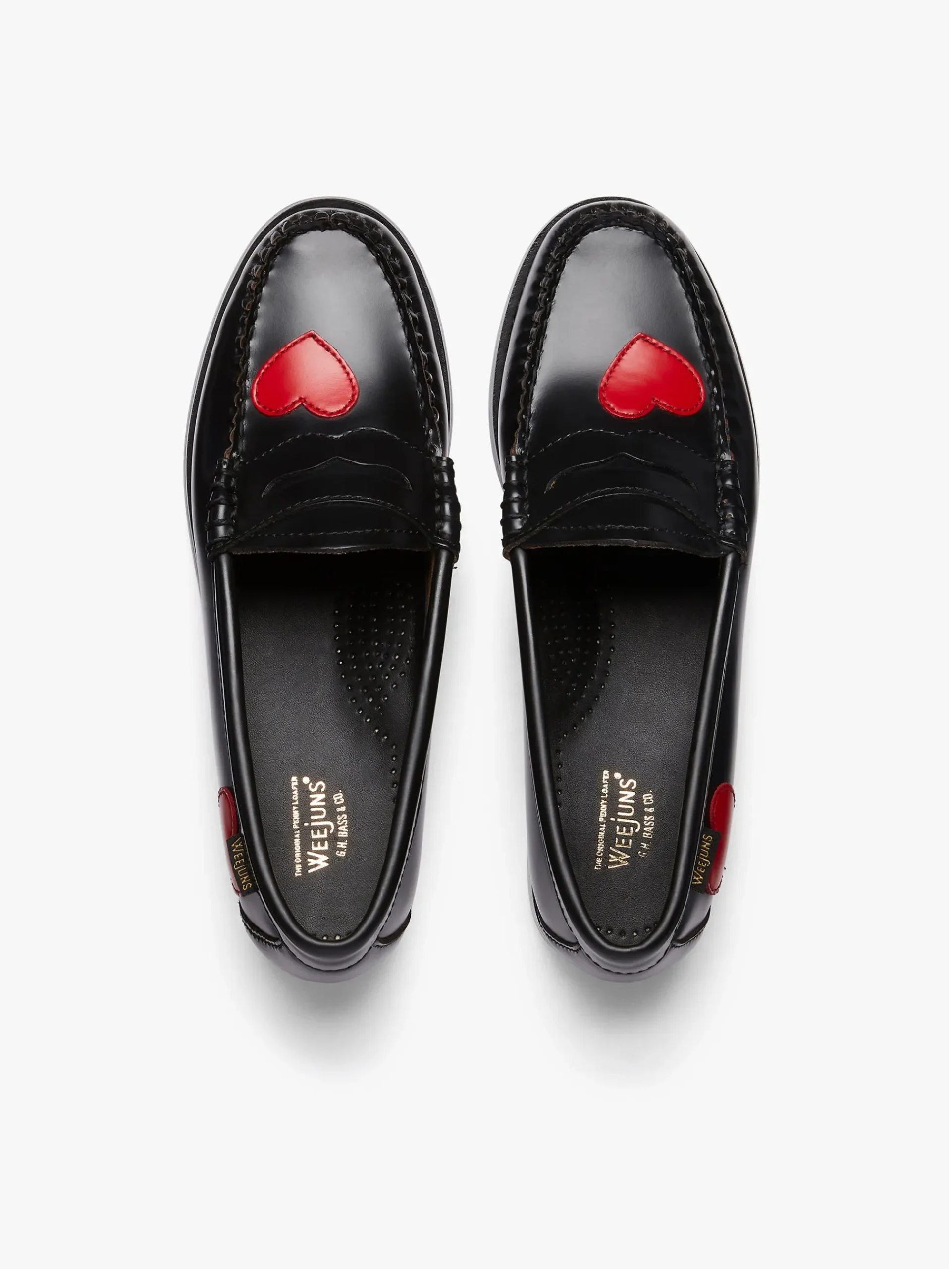 Hot G.H.BASS Weejuns Penny Love Loafers Leather Red & Black