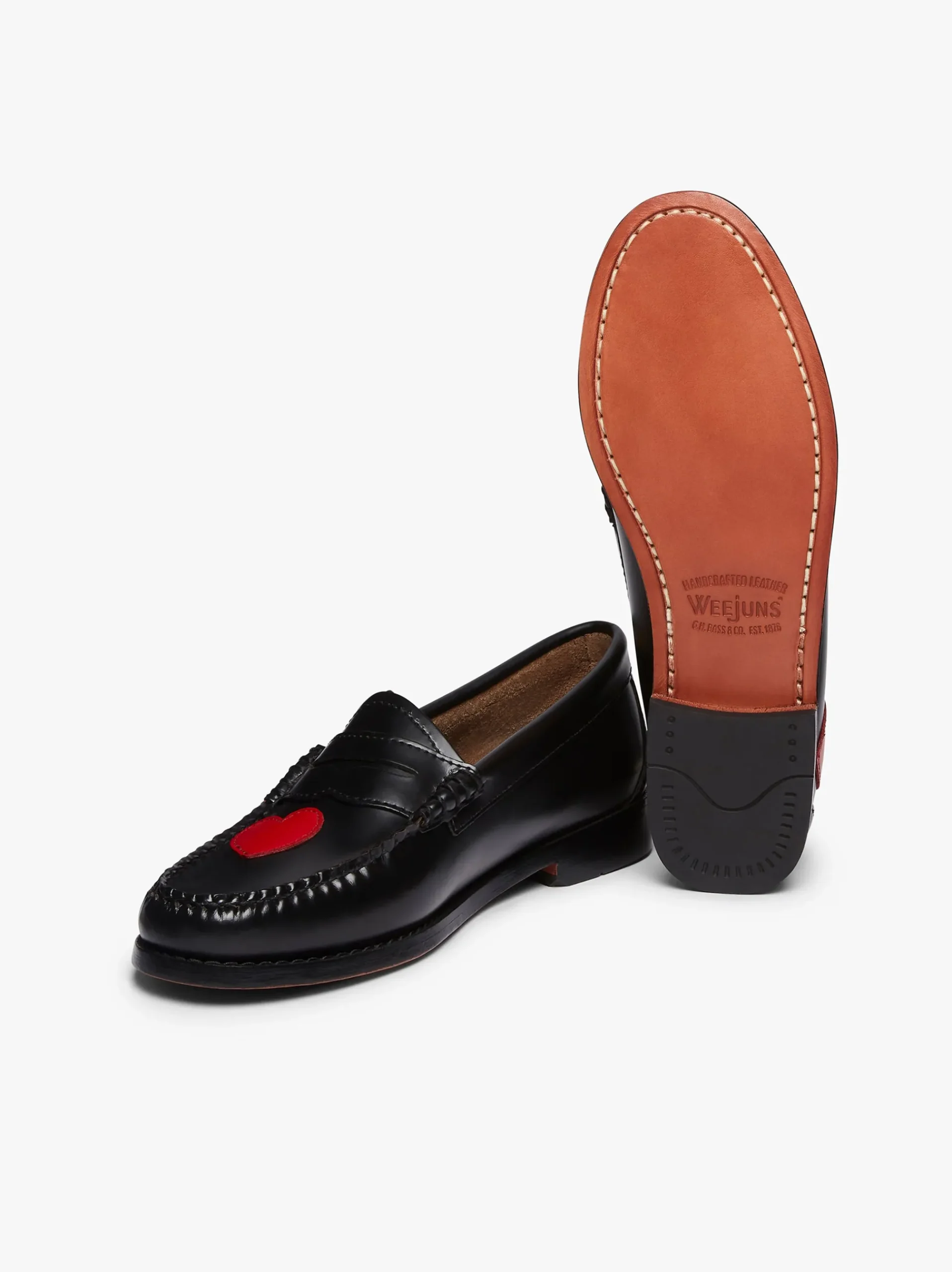 Hot G.H.BASS Weejuns Penny Love Loafers Leather Red & Black