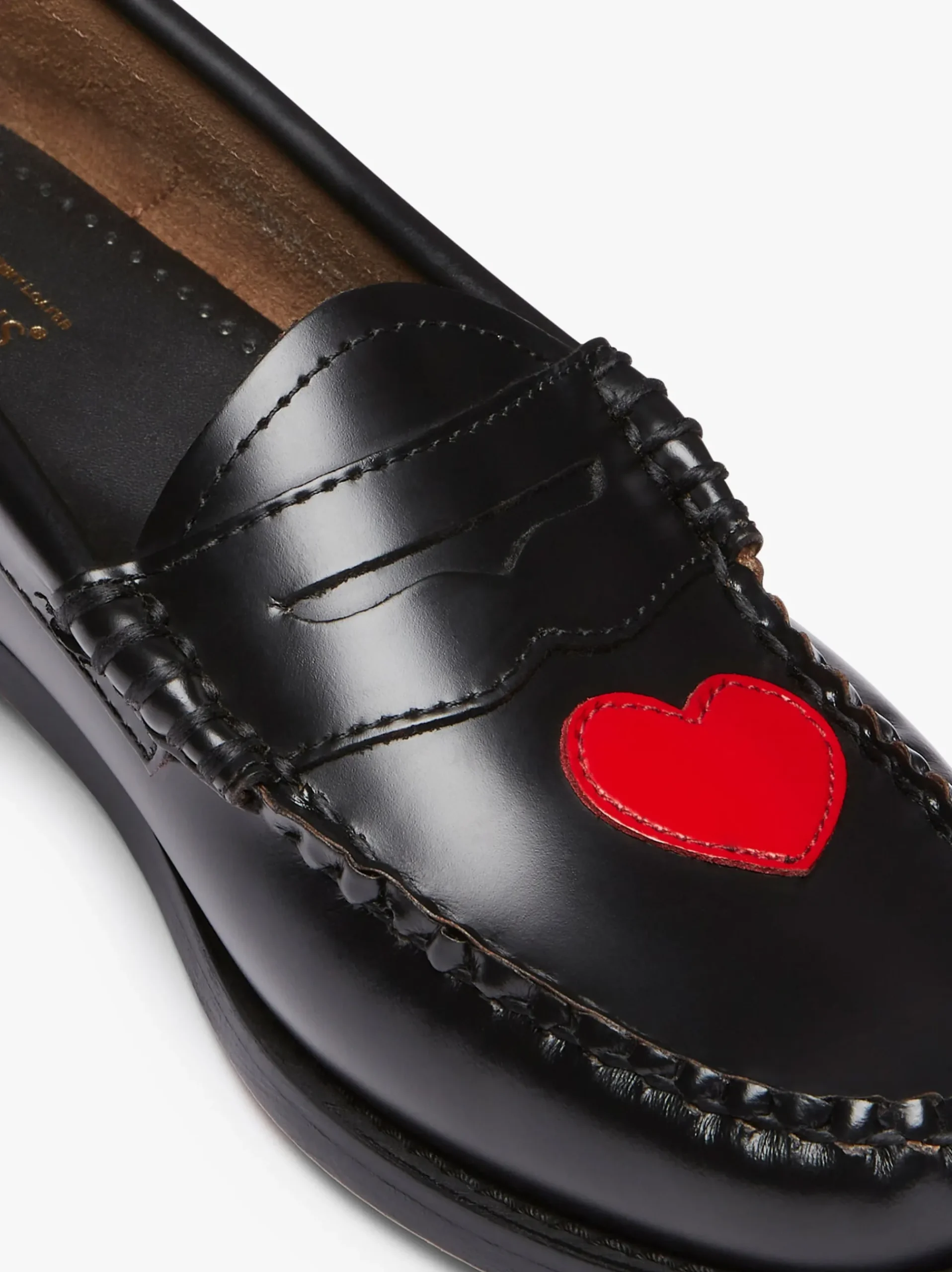 Hot G.H.BASS Weejuns Penny Love Loafers Leather Red & Black