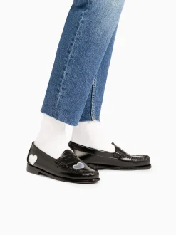 Online G.H.BASS Weejuns Penny Love Loafers Leather Silver & Black
