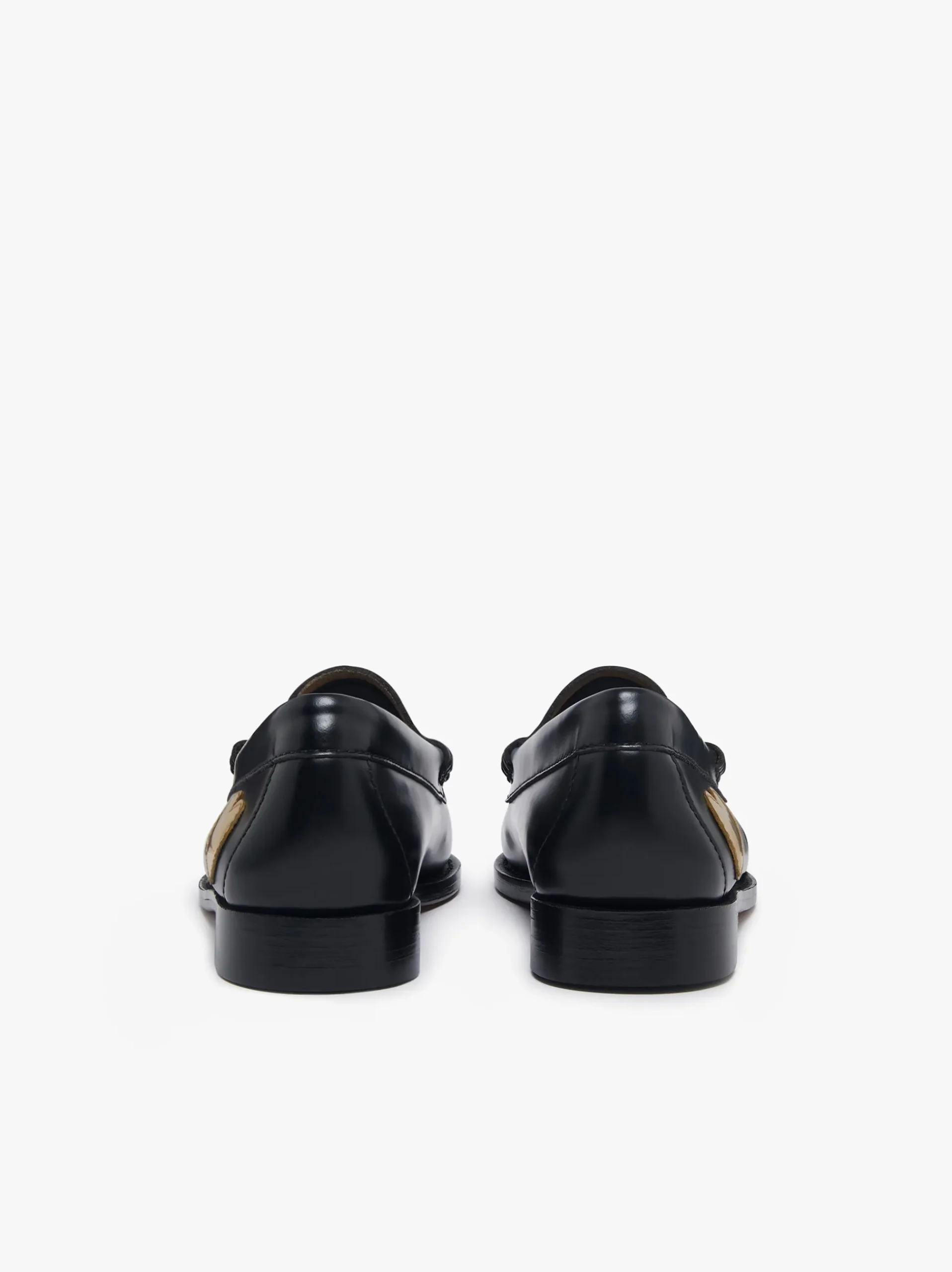 Outlet G.H.BASS Weejuns Penny Love Loafers Black Leather Black & Gold