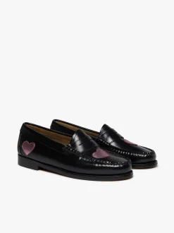 Clearance G.H.BASS Weejuns Penny Love Loafers Black & Pink Leather