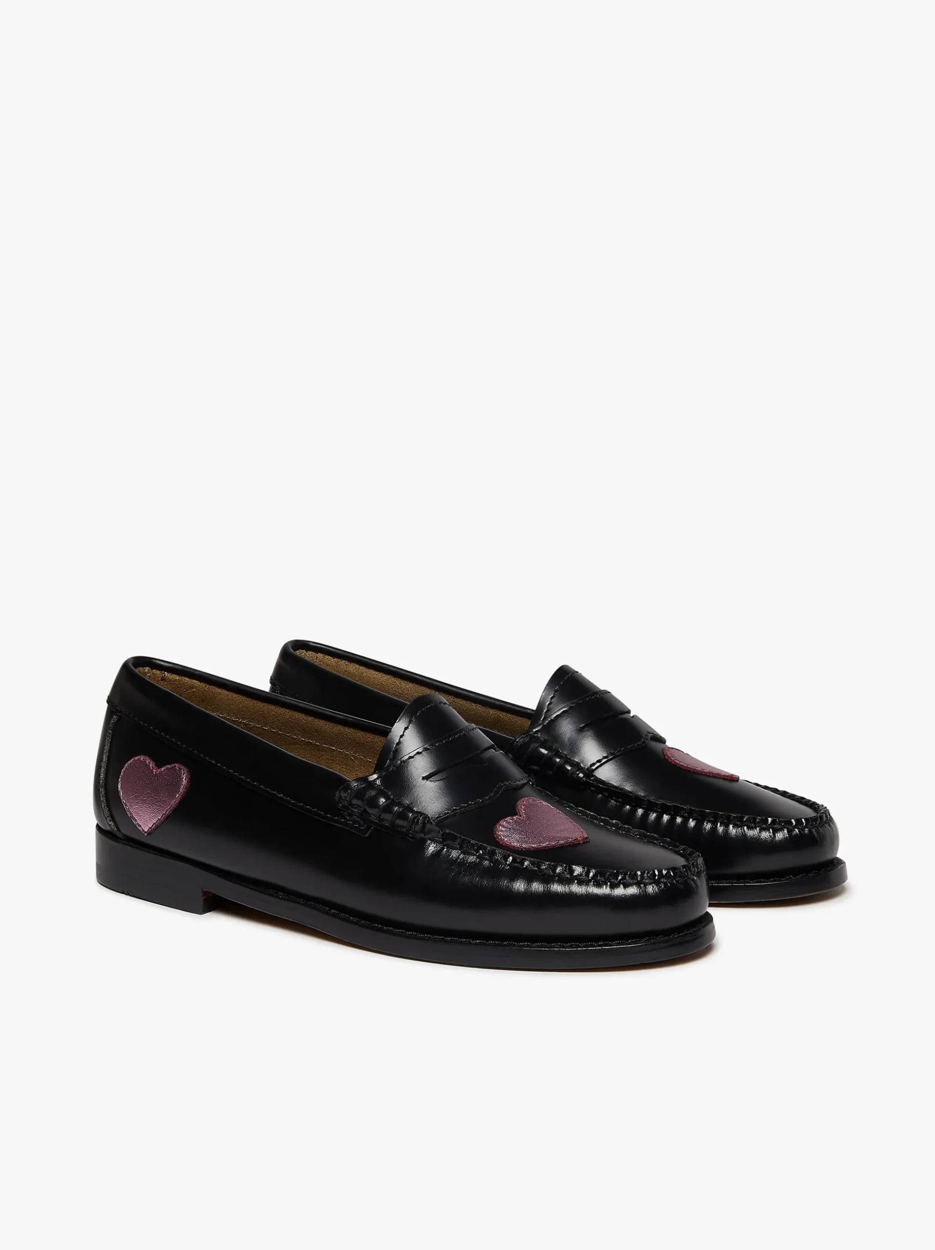 Clearance G.H.BASS Weejuns Penny Love Loafers Black & Pink Leather