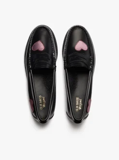 Clearance G.H.BASS Weejuns Penny Love Loafers Black & Pink Leather