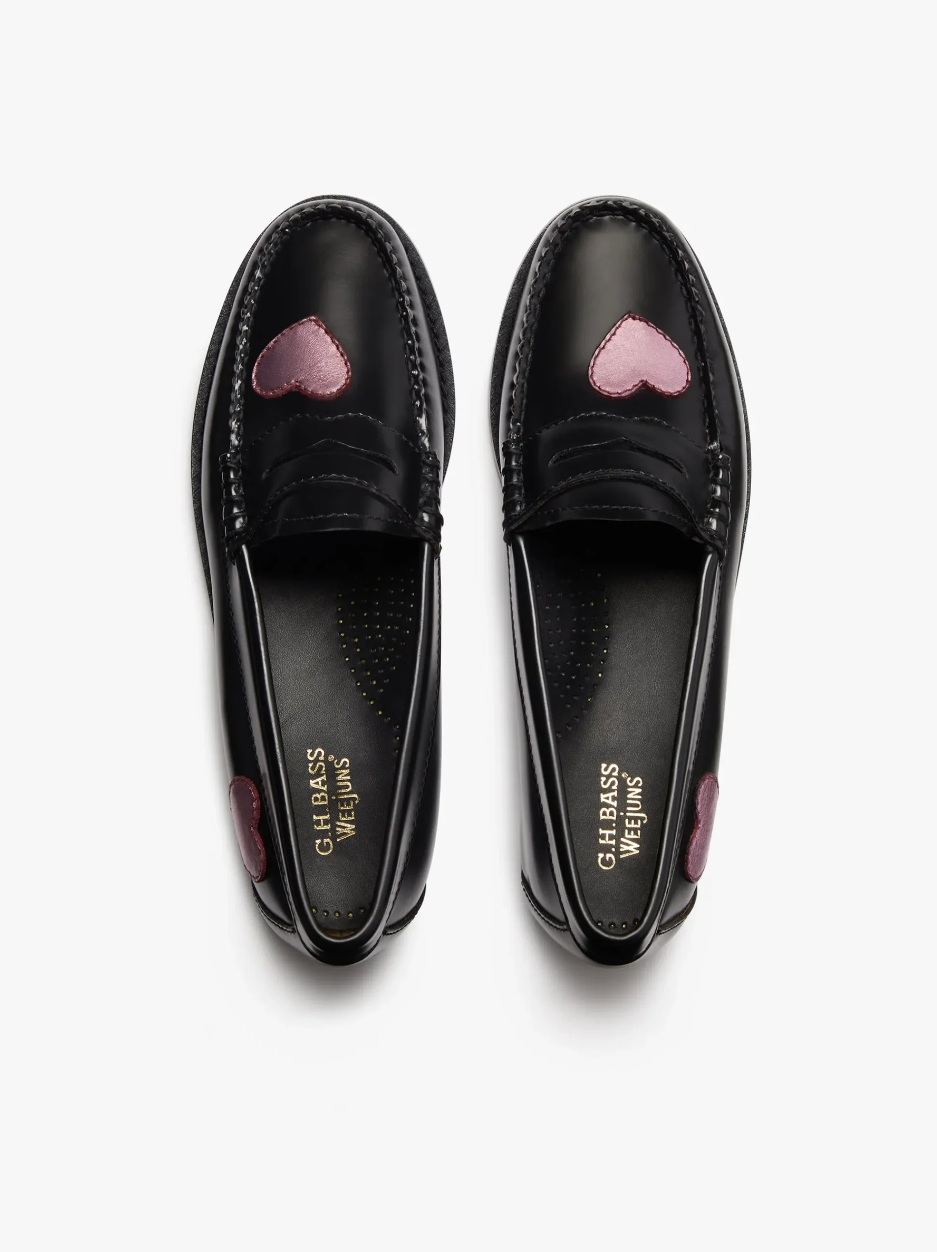Clearance G.H.BASS Weejuns Penny Love Loafers Black & Pink Leather