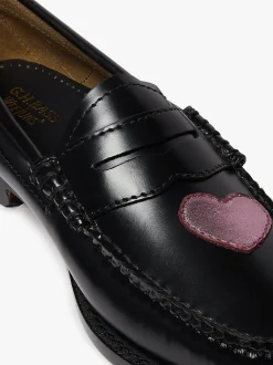 Clearance G.H.BASS Weejuns Penny Love Loafers Black & Pink Leather