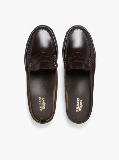 Online G.H.BASS Weejuns Penny Slides Leather Chocolate