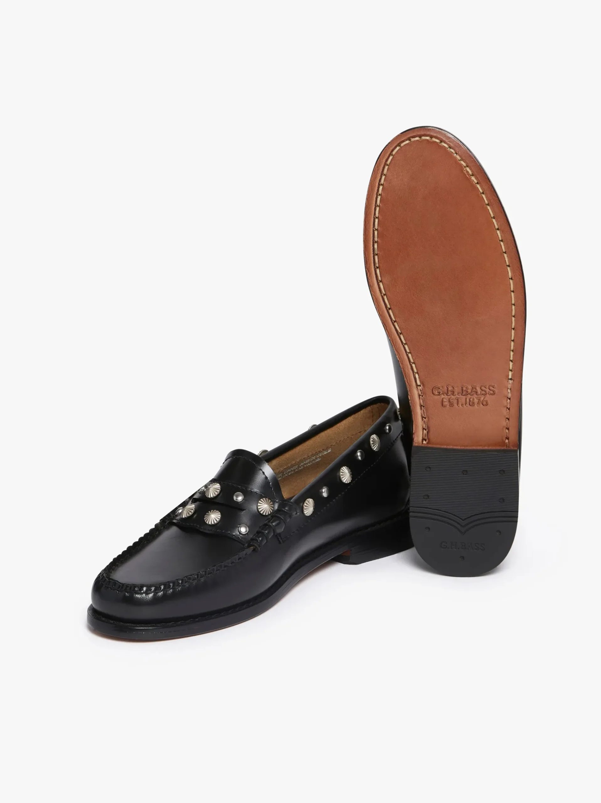 Clearance G.H.BASS Weejuns Penny Stud Loafers Leather Black