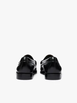 Hot G.H.BASS Weejuns Penny Weave Loafers Black Leather Black with White Check