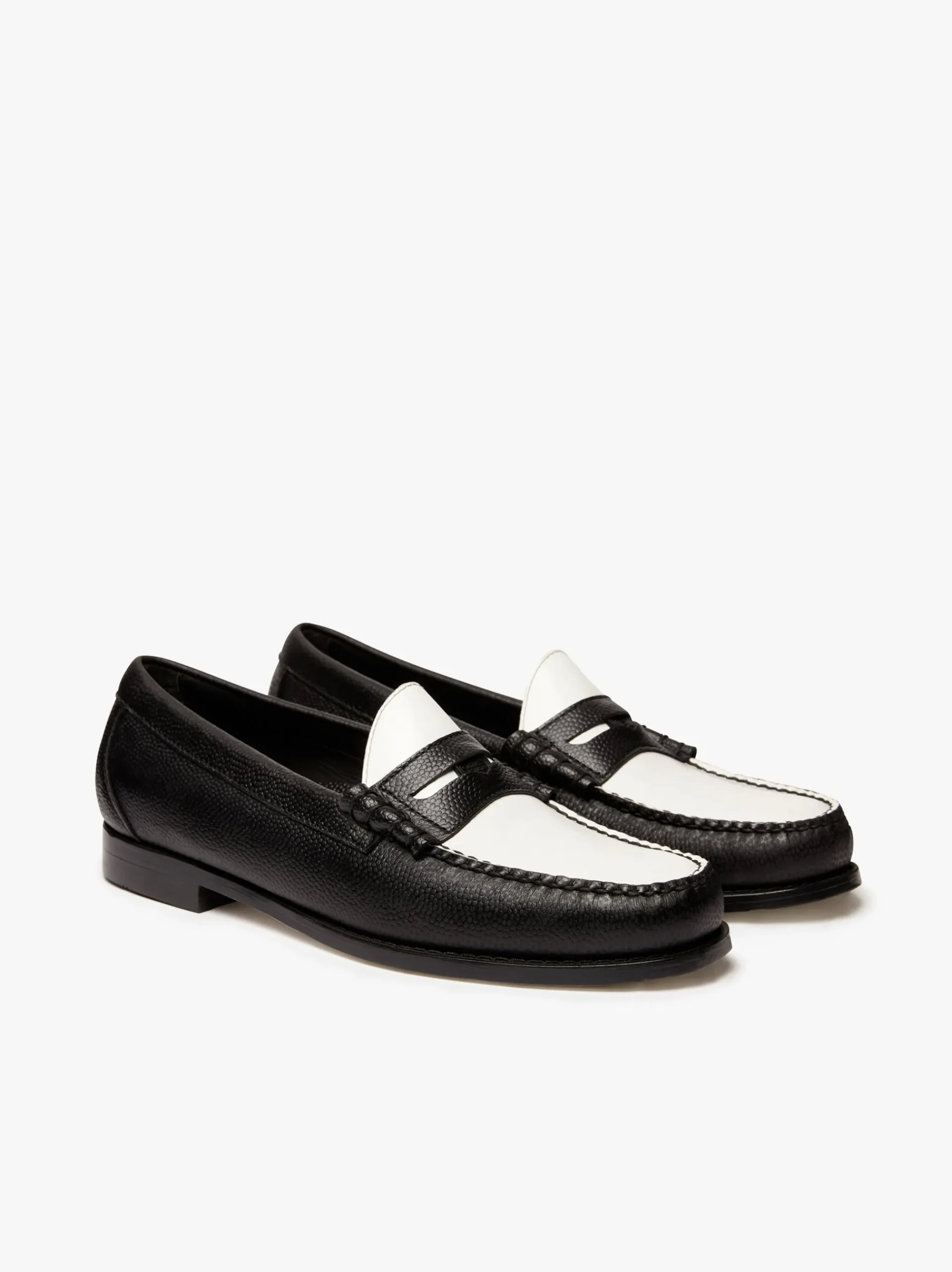 Clearance G.H.BASS Weejuns Reigning Champ Larson Penny Loafers Black and white leather Black & White