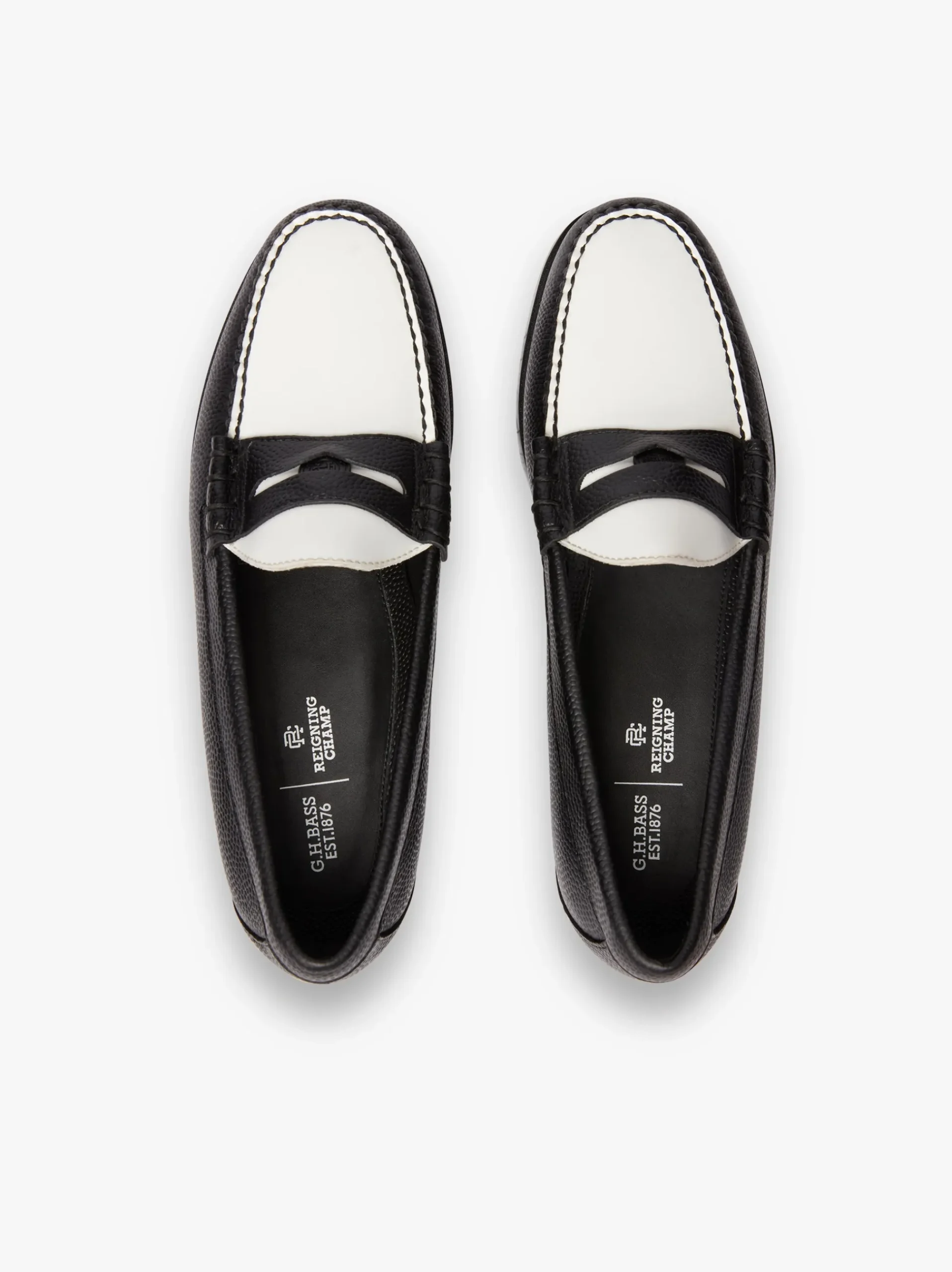 Clearance G.H.BASS Weejuns Reigning Champ Larson Penny Loafers Black and white leather Black & White