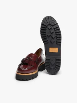 Discount G.H.BASS Weejuns 90s Esther Kiltie Tassel Loafers Leather Wine