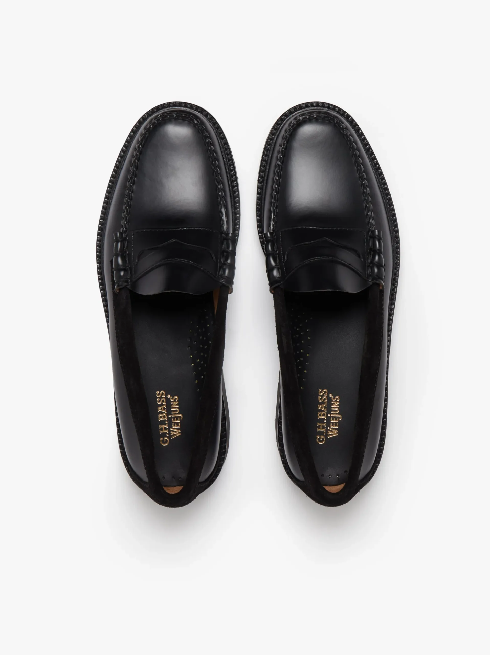Discount G.H.BASS Weejuns 90's Larson Penny Loafers Black Leather & Suede