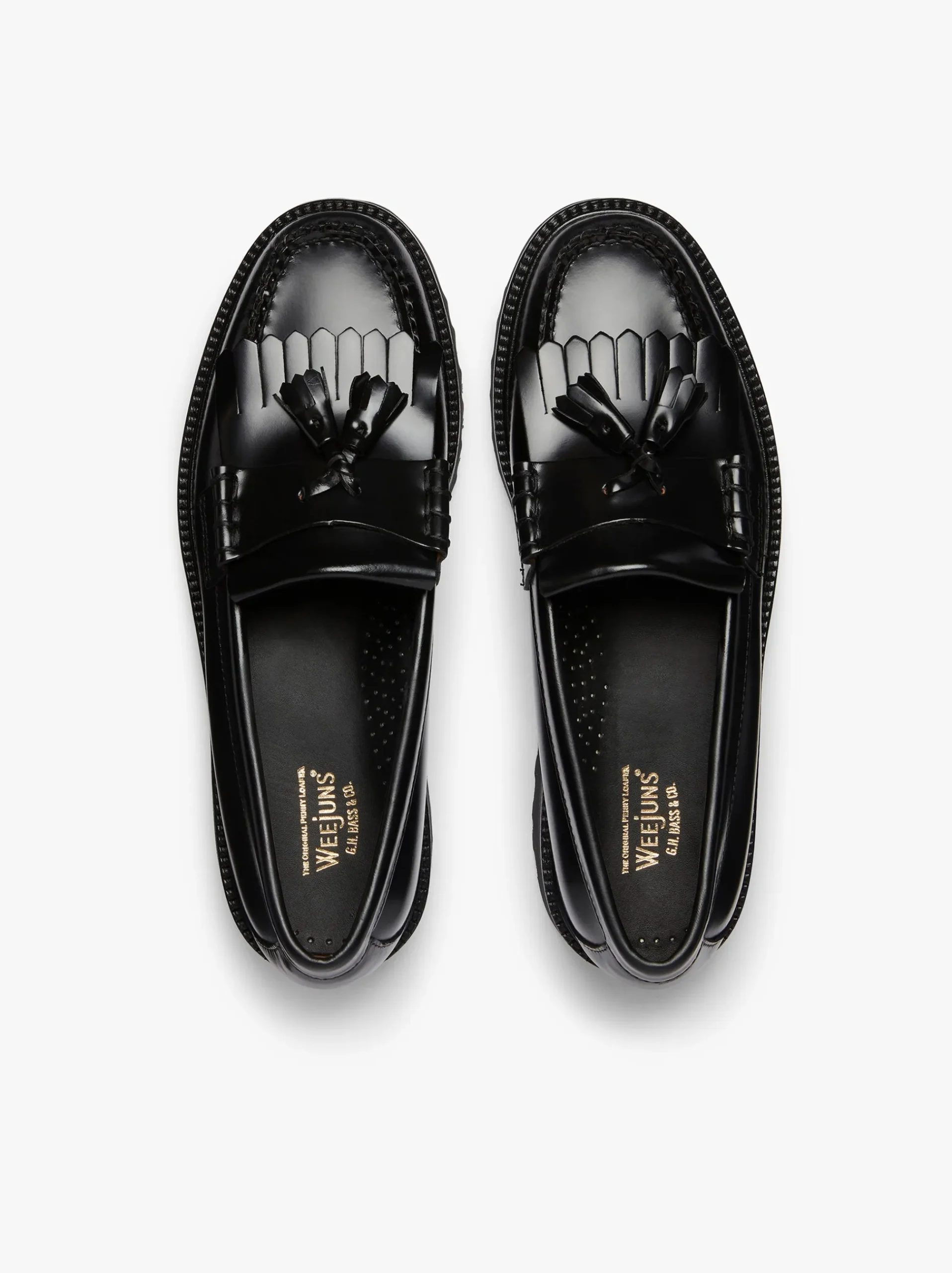 New G.H.BASS Weejuns 90s Layton II Kiltie Loafers Leather Black