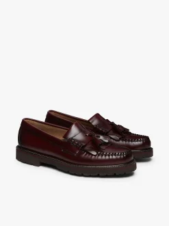 New G.H.BASS Weejuns 90s Layton II Kiltie Loafers Leather Wine