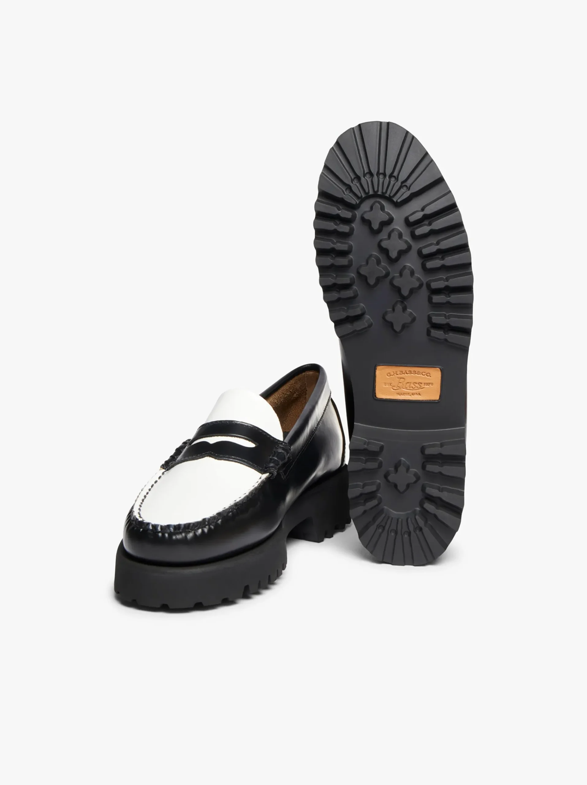 Sale G.H.BASS Weejuns 90s Penny Loafers Leather Black & White