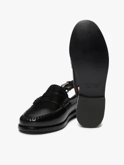 Sale G.H.BASS Weejuns Slingback Penny Loafers Leather Black