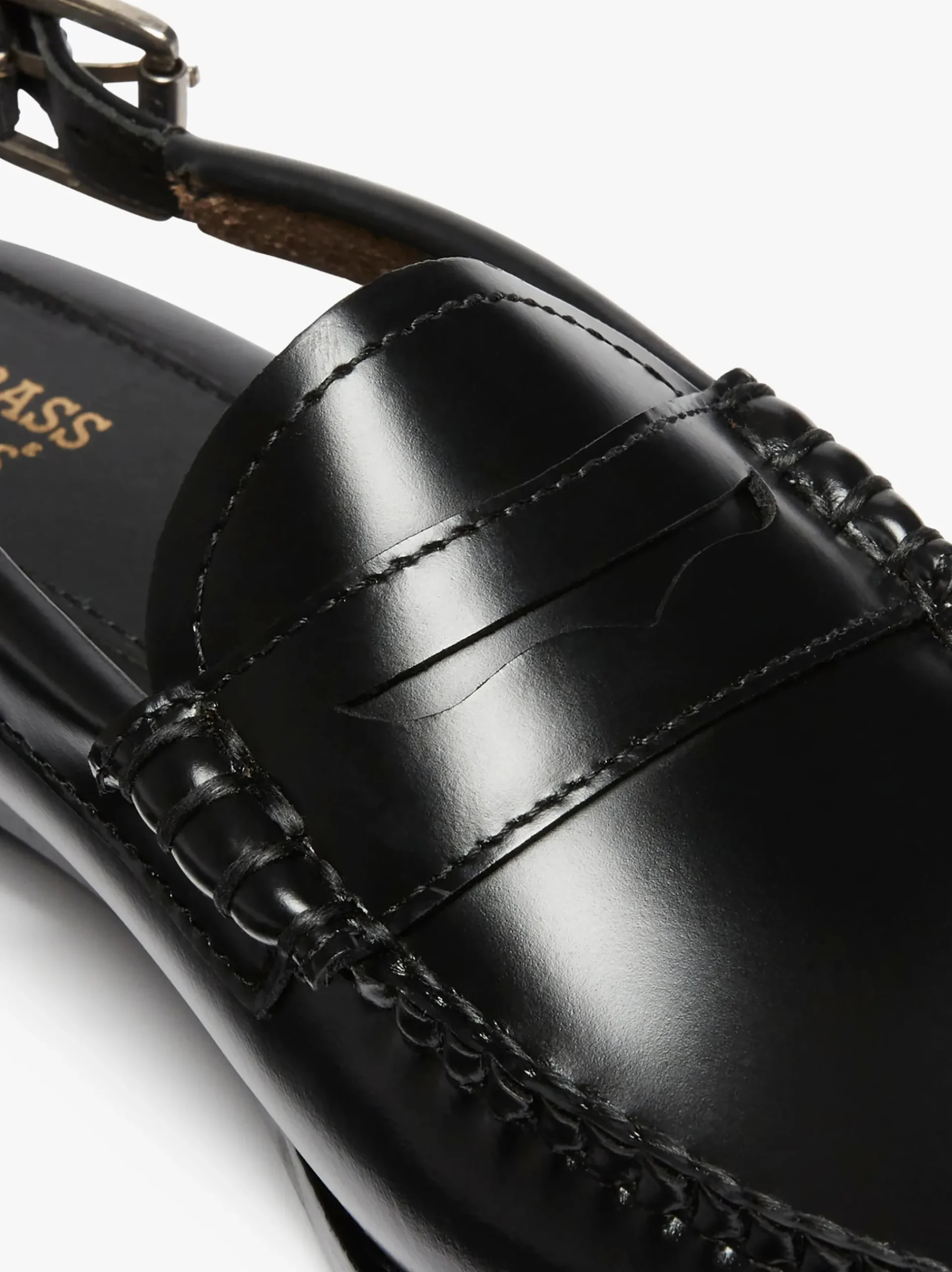 Sale G.H.BASS Weejuns Slingback Penny Loafers Leather Black