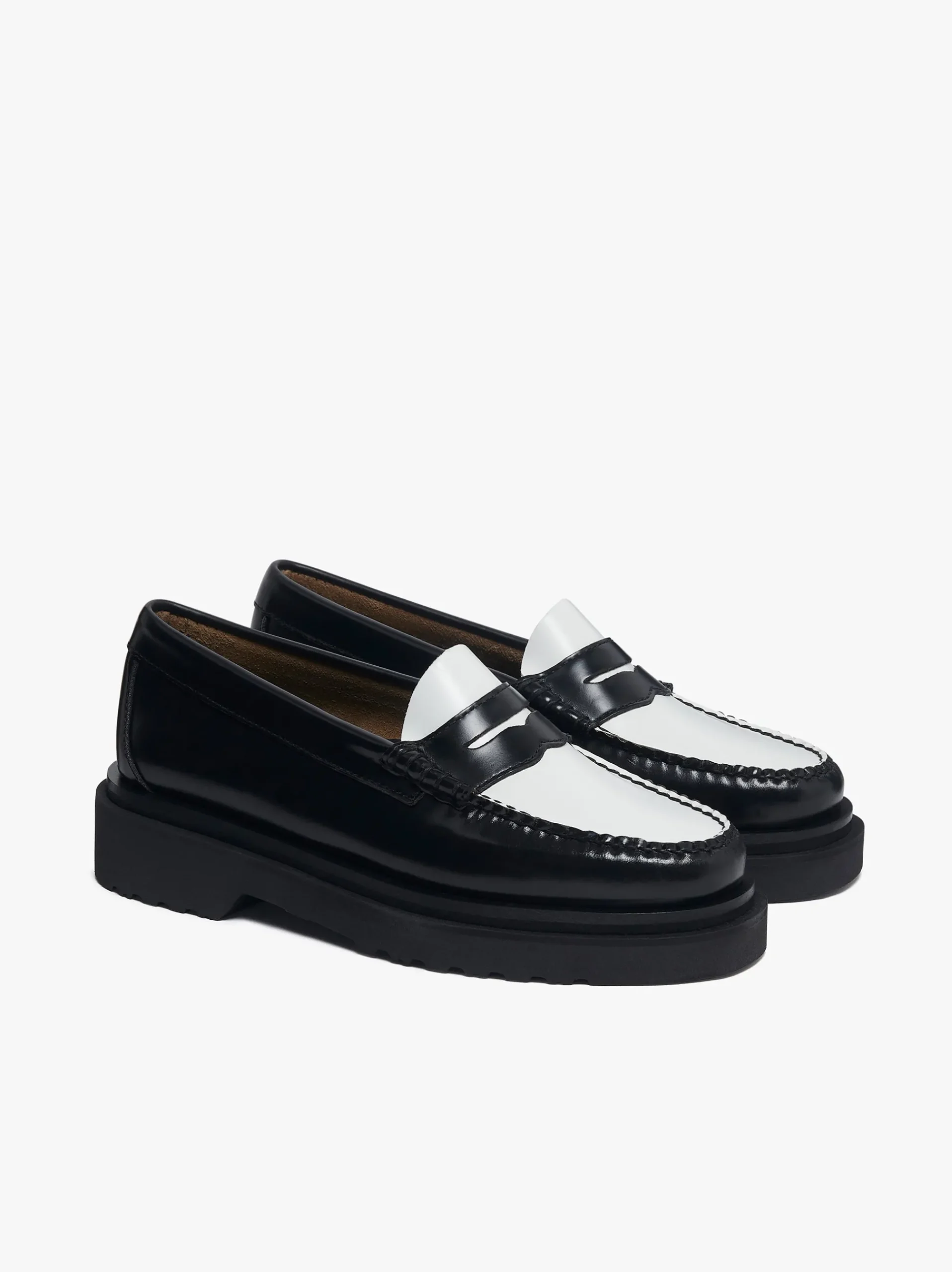 Online G.H.BASS Weejuns Step Penny Loafers Black & White Leather