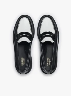 Online G.H.BASS Weejuns Step Penny Loafers Black & White Leather