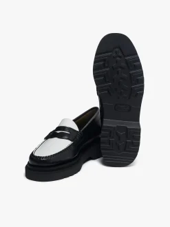 Online G.H.BASS Weejuns Step Penny Loafers Black & White Leather
