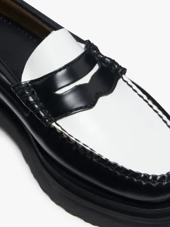 Online G.H.BASS Weejuns Step Penny Loafers Black & White Leather