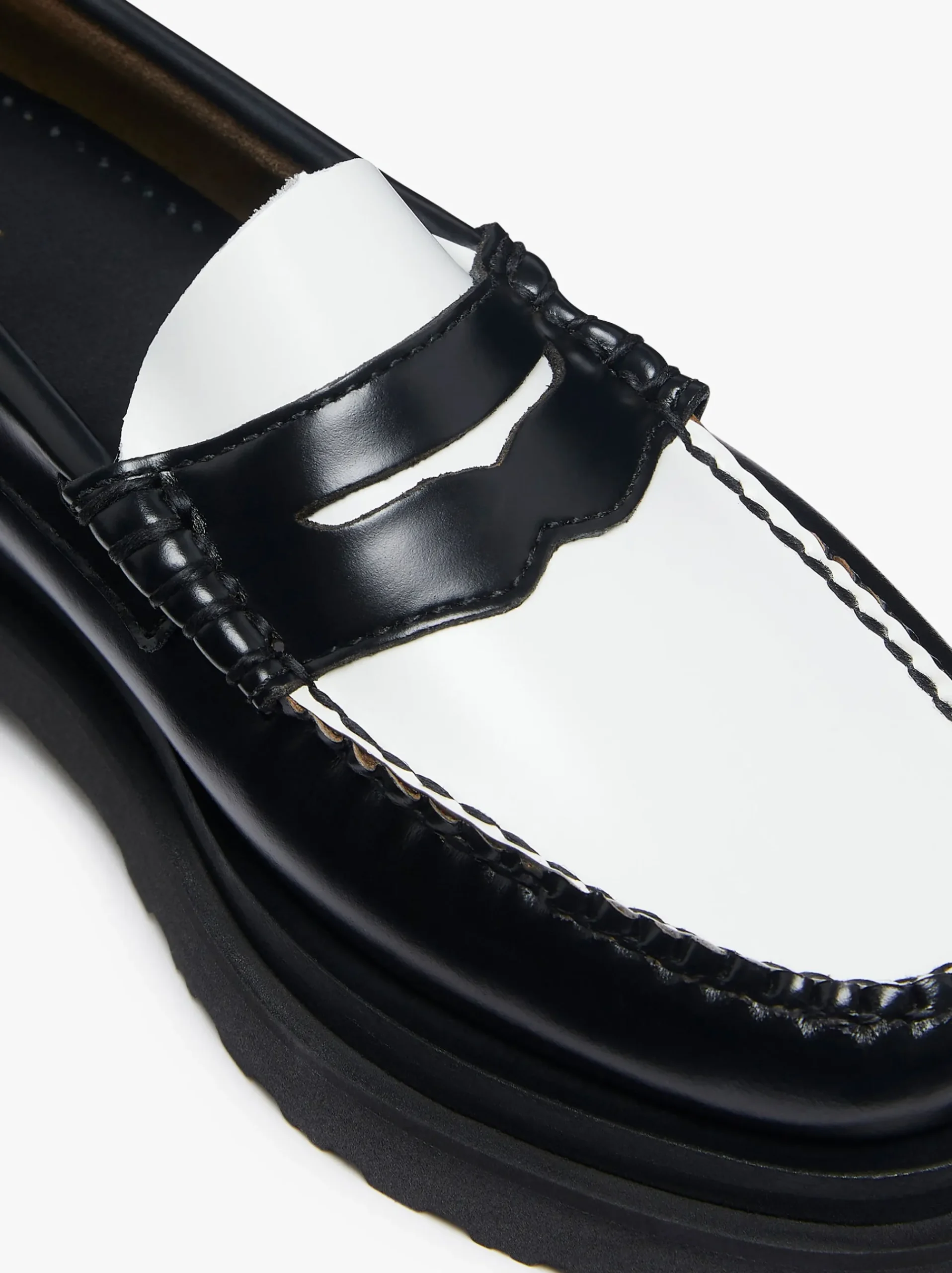 Online G.H.BASS Weejuns Step Penny Loafers Black & White Leather