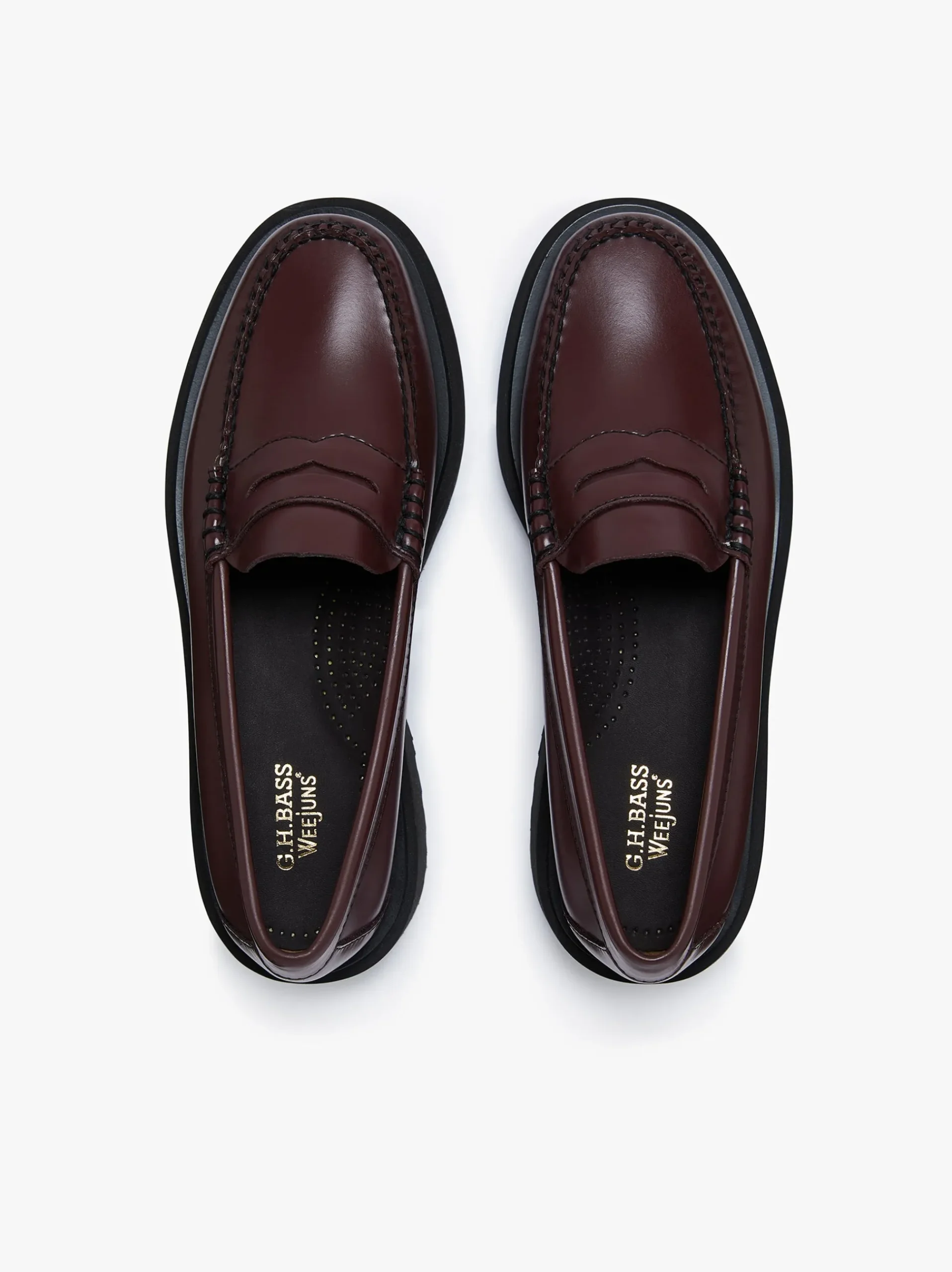 Online G.H.BASS Weejuns Step Penny Loafers Leather Wine