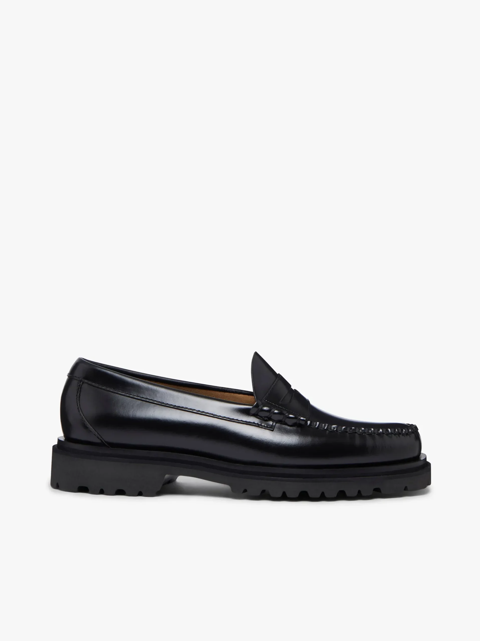 New G.H.BASS Weejuns Step-Lug Larson Penny Loafers Leather Black