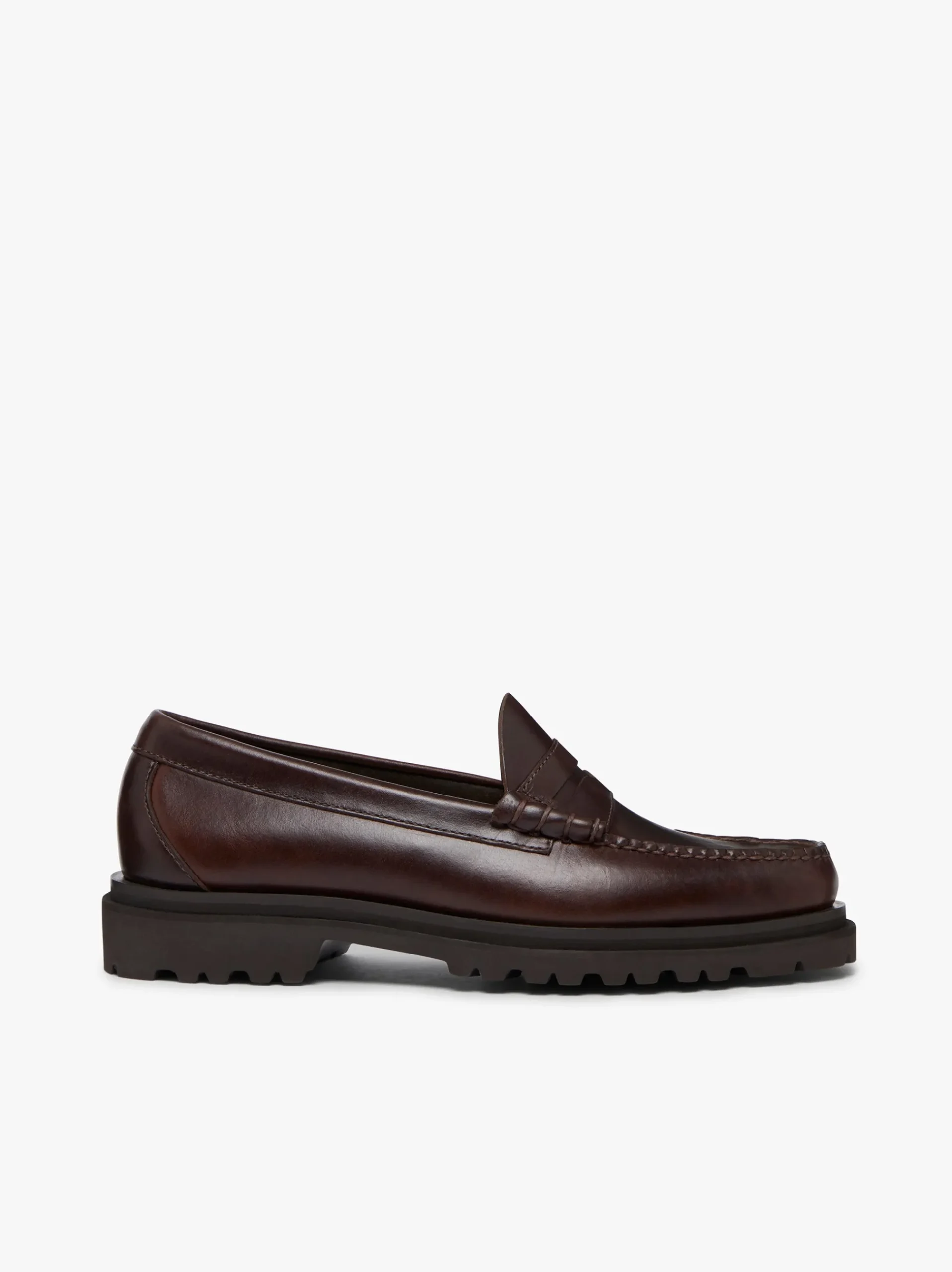 Online G.H.BASS Weejuns Step-Lug Larson Penny Loafers Chocolate Pull Up Leather