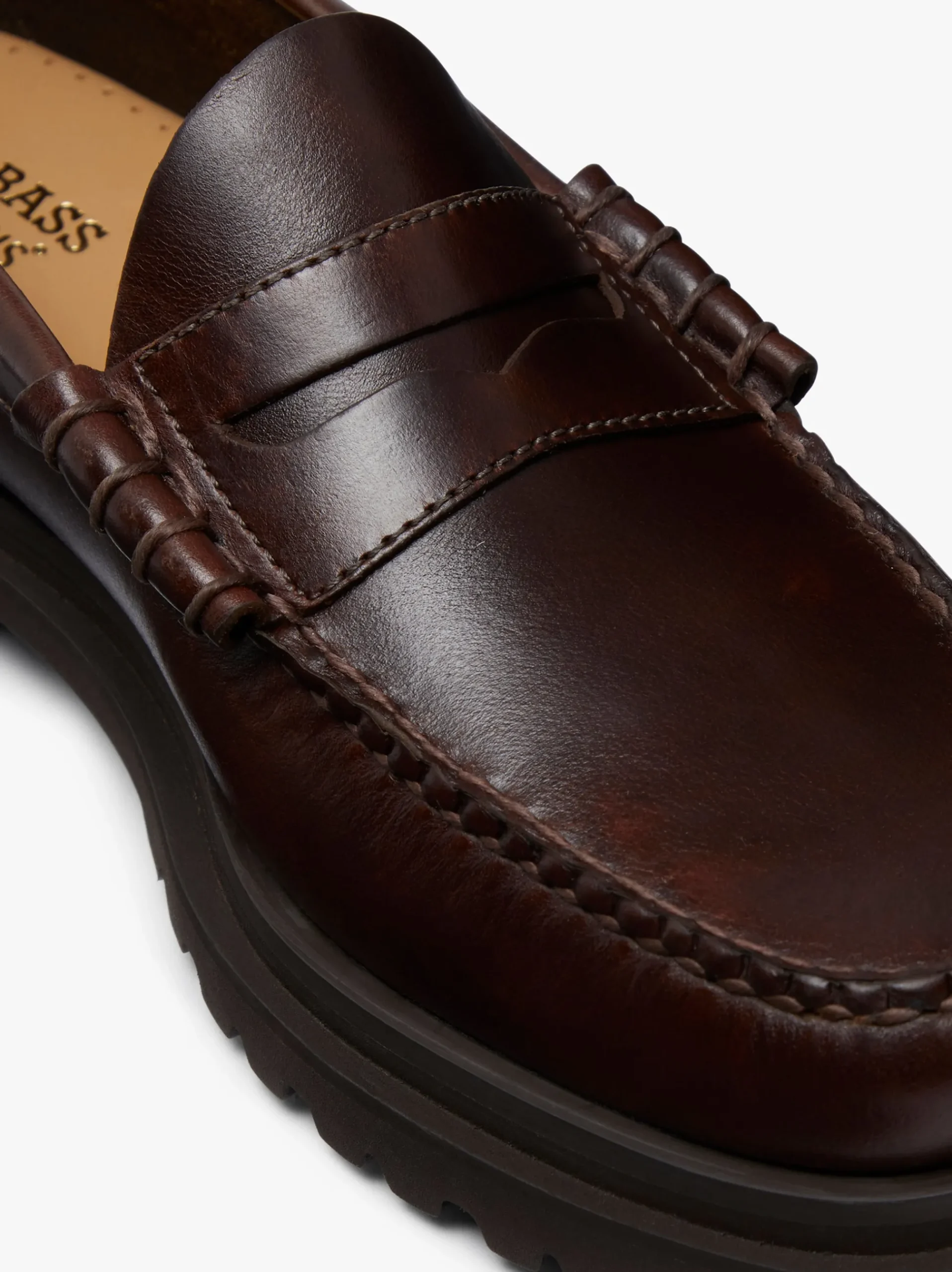 Online G.H.BASS Weejuns Step-Lug Larson Penny Loafers Chocolate Pull Up Leather