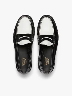 Best G.H.BASS Weejuns Super Lug Larson Penny Loafers Leather Black & White