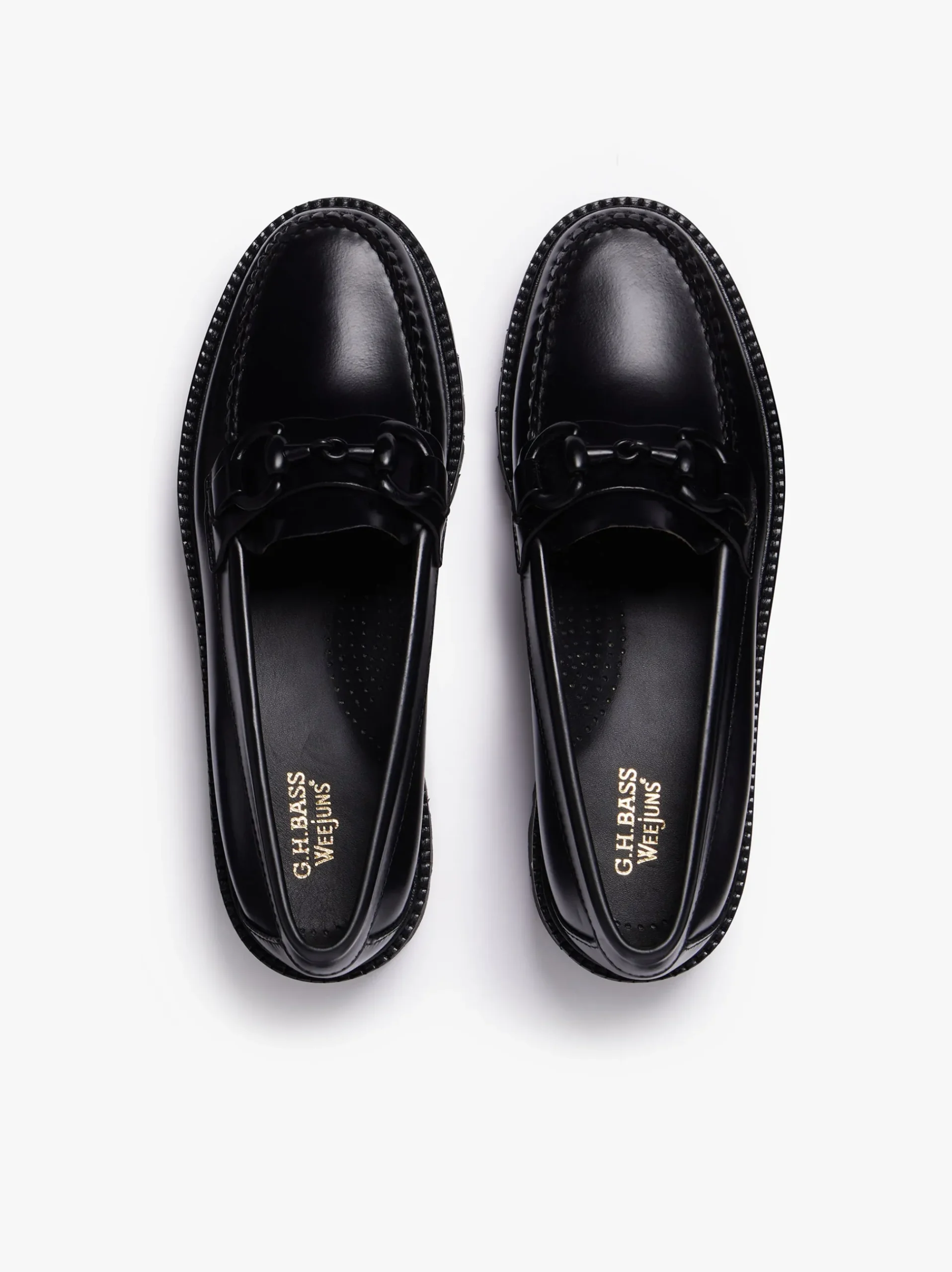 Sale G.H.BASS Weejuns Super Lug Lianna Super Bit Loafers Black Leather