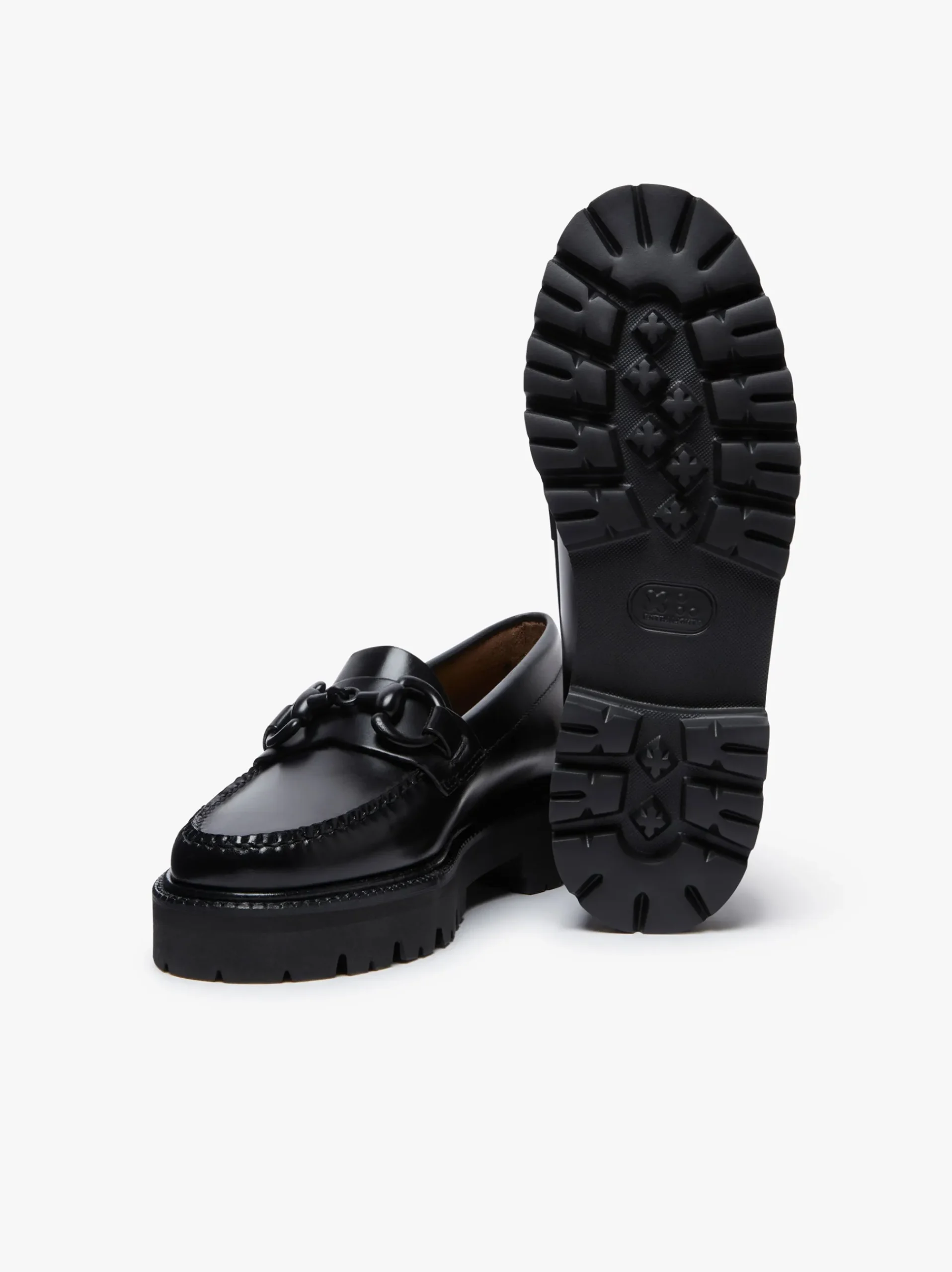 Sale G.H.BASS Weejuns Super Lug Lianna Super Bit Loafers Black Leather