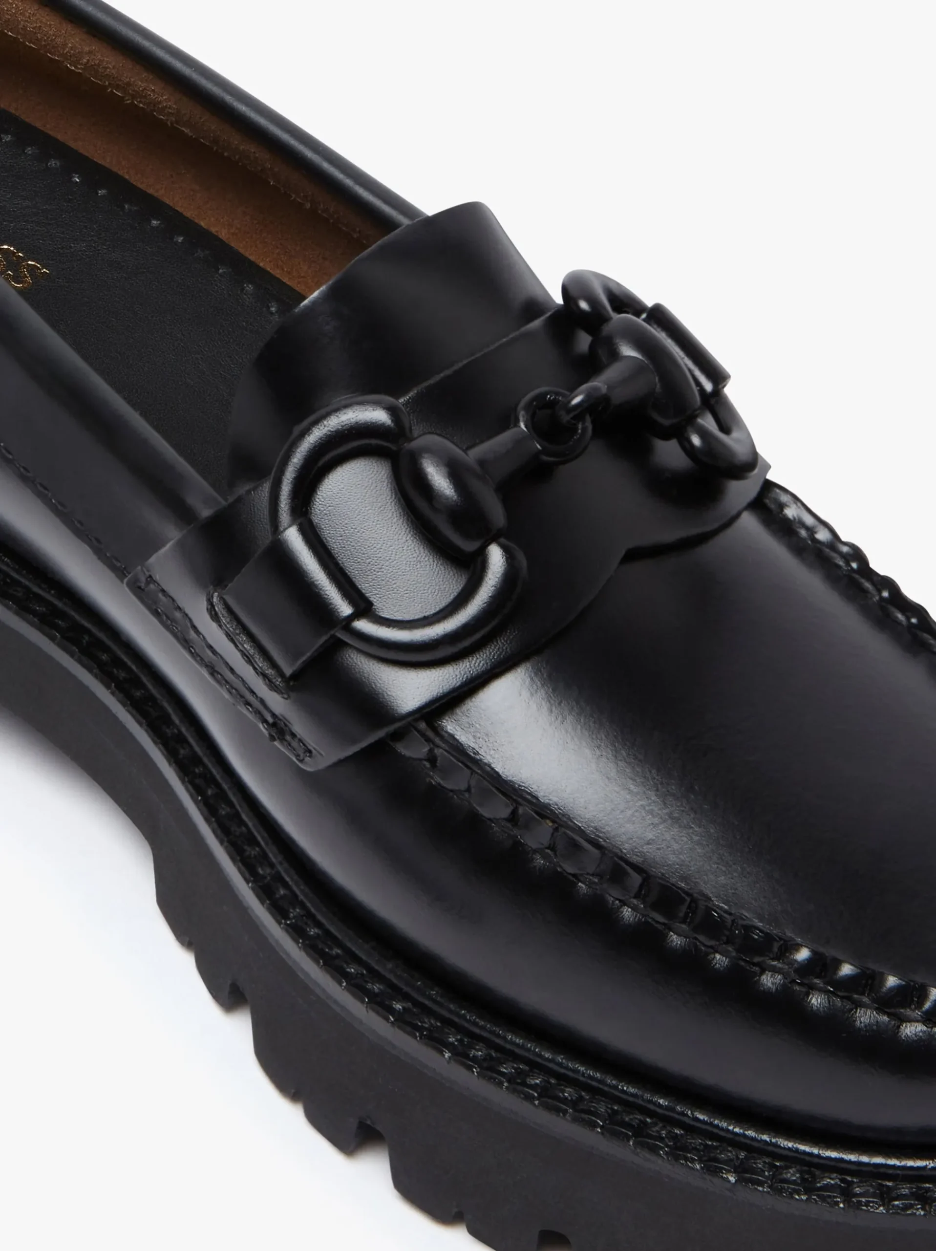 Sale G.H.BASS Weejuns Super Lug Lianna Super Bit Loafers Black Leather
