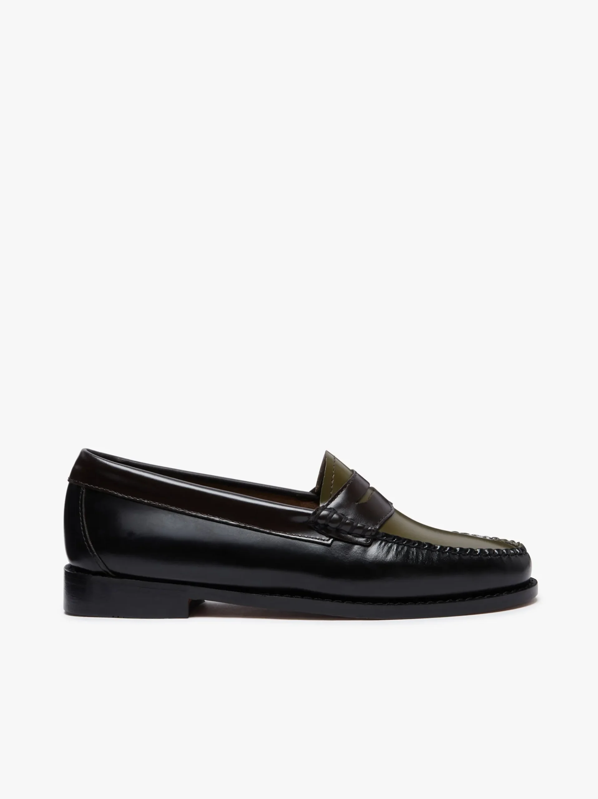 New G.H.BASS Weejuns Tricolour Penny Loafers Black, Chocolate & Green Leather