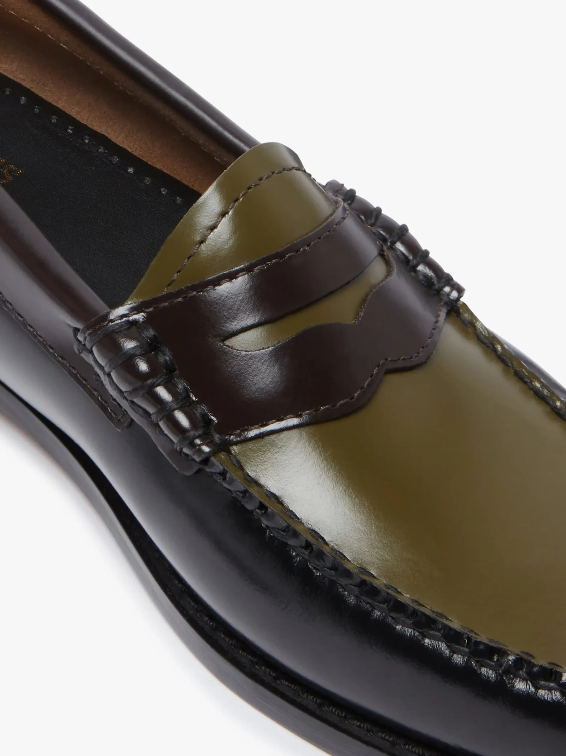 New G.H.BASS Weejuns Tricolour Penny Loafers Black, Chocolate & Green Leather
