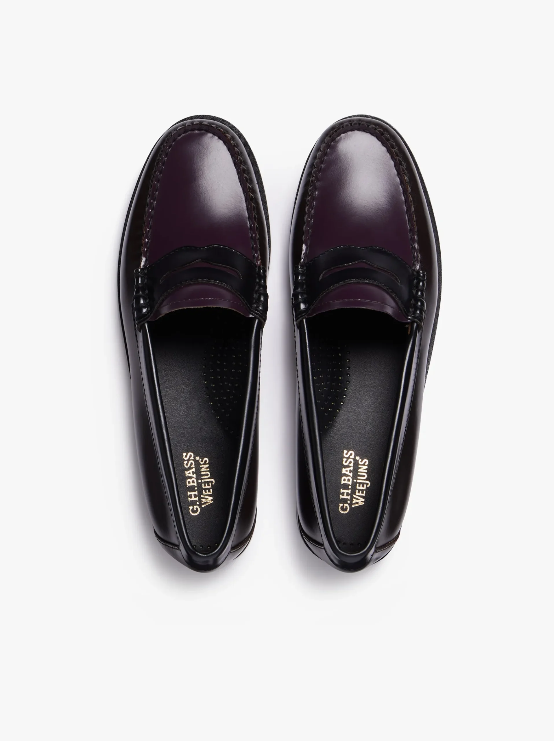 Online G.H.BASS Weejuns Tricolour Penny Loafers Dark Brown, Black & Plum Leather