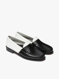 Hot G.H.BASS Weejuns Two Tone Penny Loafers Leather Black & White