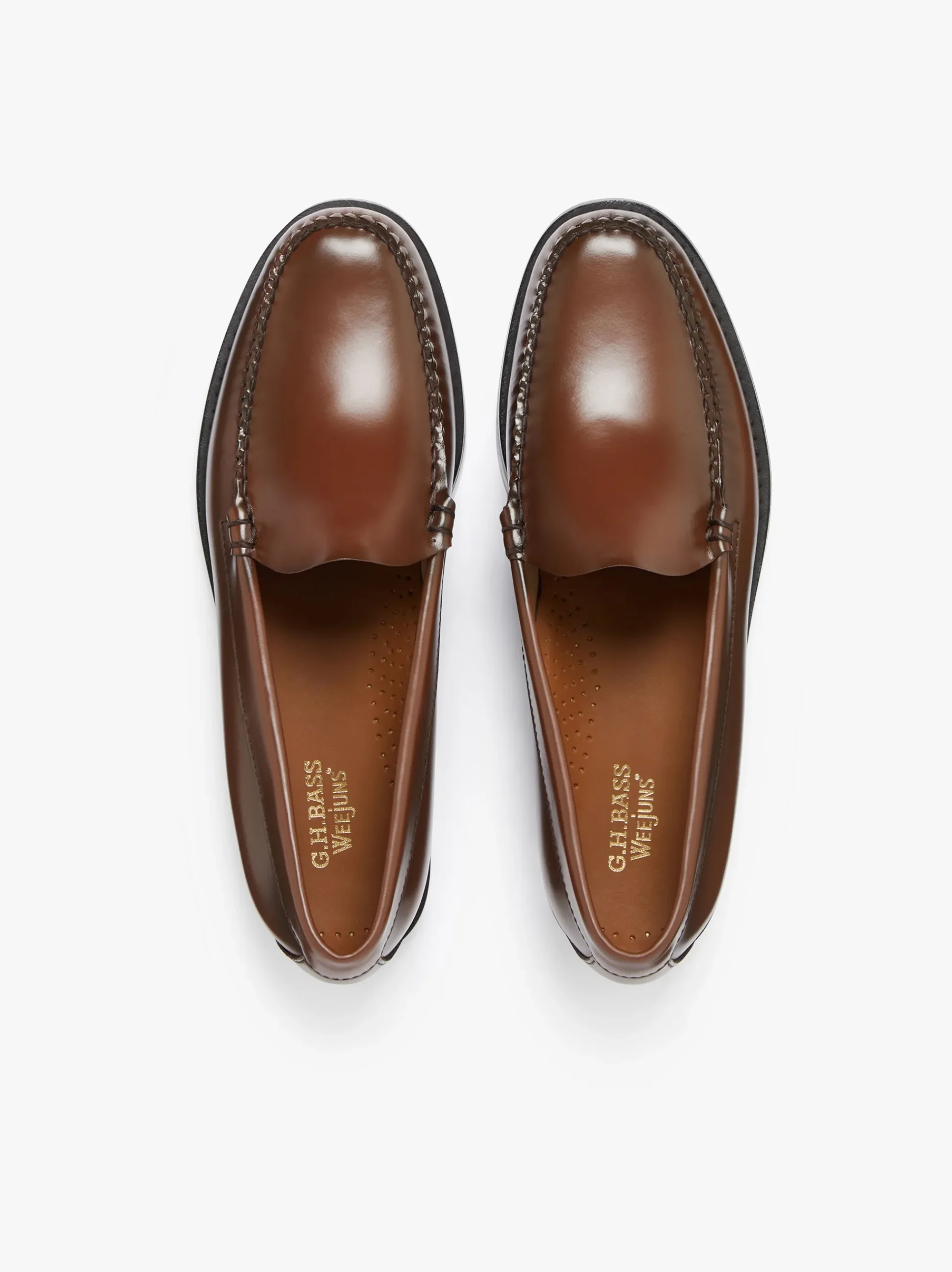 Online G.H.BASS Weejuns Venetian Loafers Whiskey Brown Leather Mid brown
