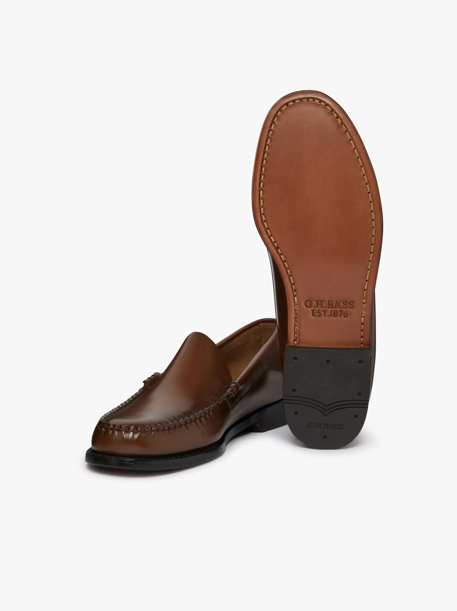 Online G.H.BASS Weejuns Venetian Loafers Whiskey Brown Leather Mid brown