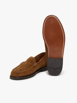 Outlet G.H.BASS Weejuns Venetian Weave Loafers suede with leather sole Mid brown