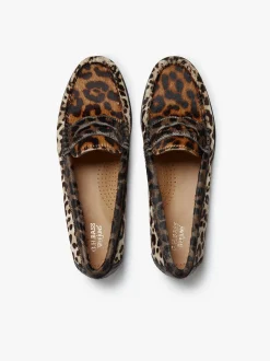 Outlet G.H.BASS Whitney Leopard Penny Loafers Dark Tan Leather with Leopard Print