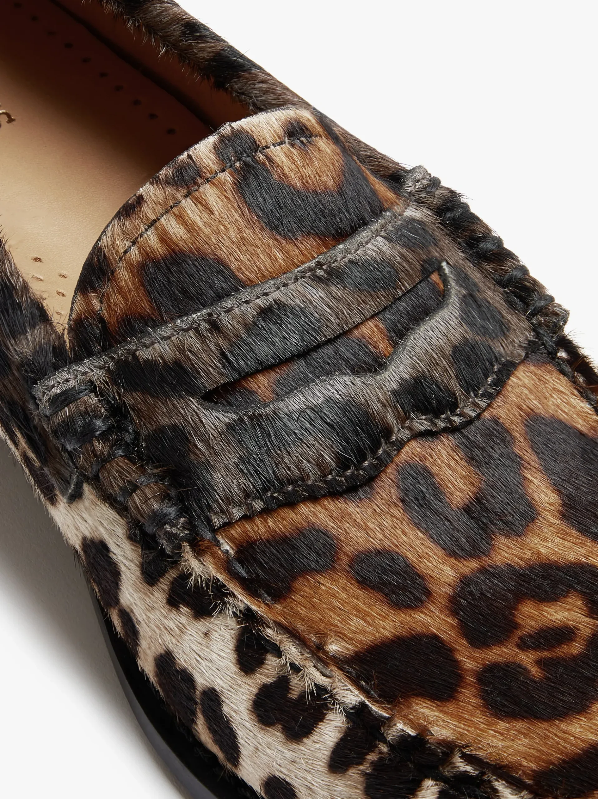 Outlet G.H.BASS Whitney Leopard Penny Loafers Dark Tan Leather with Leopard Print